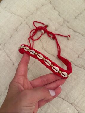 Red Shell Beaded Choker Necklace - Women Jewelry